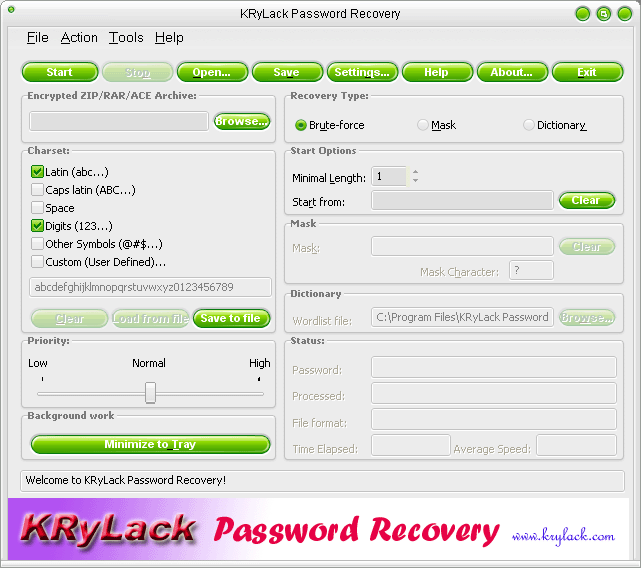 KRyLack Archive Password Recovery v3.40.53